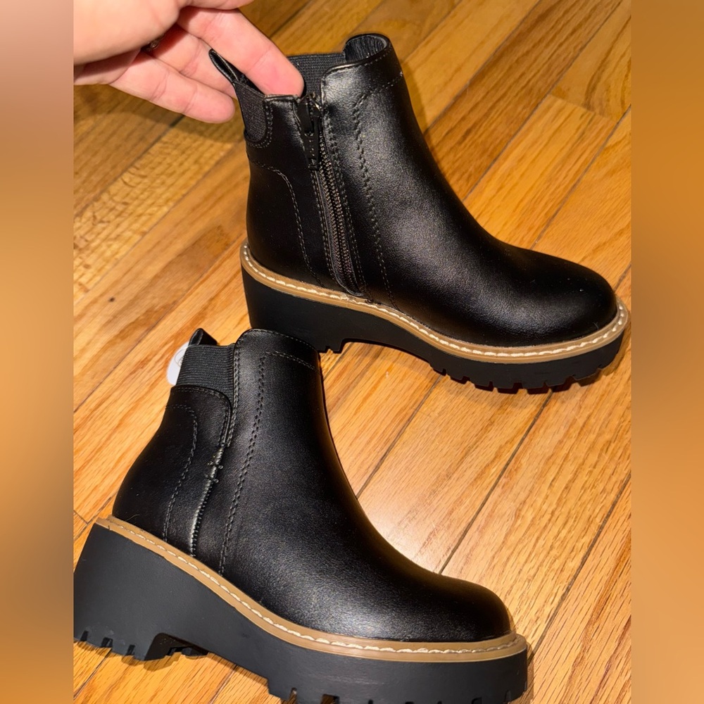 Sonoma Black Ankle Booties with Tan Sole